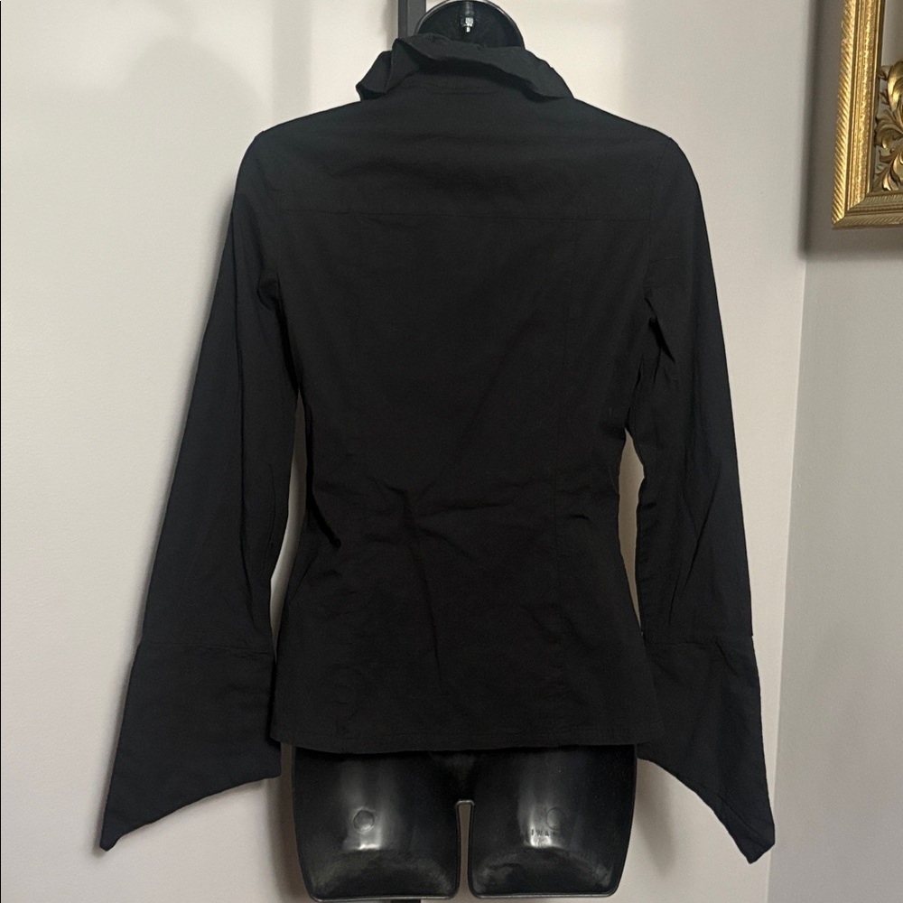 Killstar Medium Black Button Down Ruffle Blouse S… - image 2